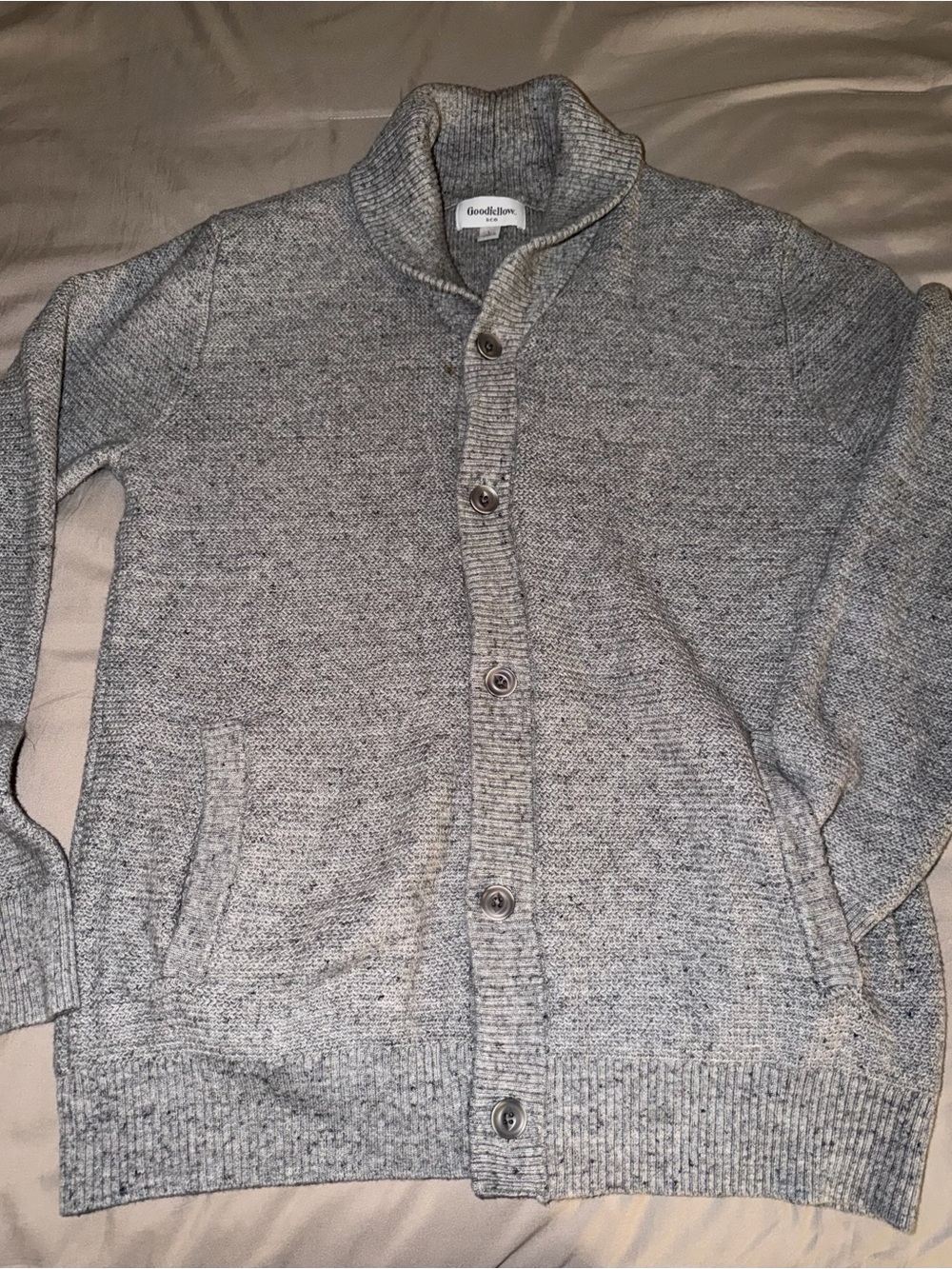 Goodfellow & Co Gray Shawl Collar Button Cardigan